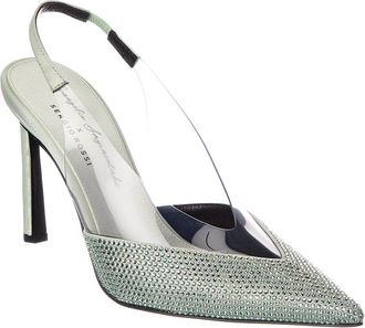 Sergio Rossi Evangelie 95 Satin & Vinyl Slingback Pump
