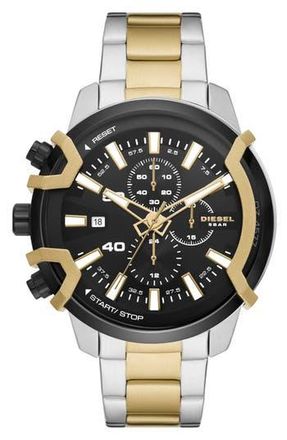 Diesel Griffed Chronograph Two Tone Bracelet Watch, 48mm in Tri-Tone at Nordstrom Rack