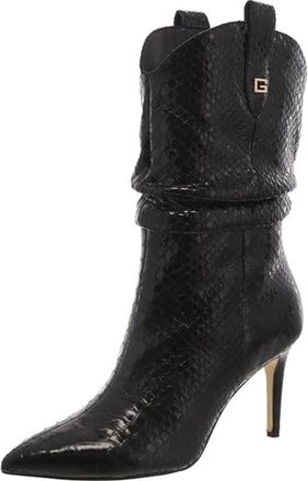 Guess Womens Guess Benisa Boot Black Croco Leather Pointed Toe Stiletto Heel GAL1398