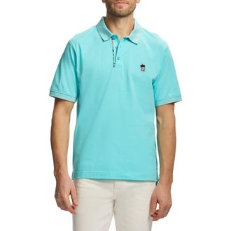 Robert Graham Lucifer Cotton Knit Polo in Ice Blue at Nordstrom Rack, Size Xx-Large