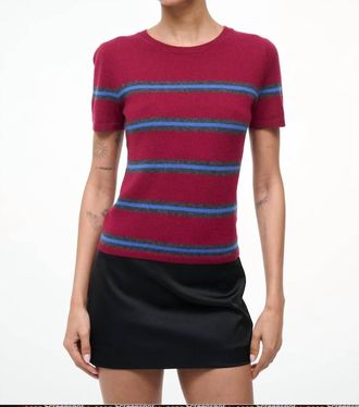 Staud Easy Cashmere Tee In Crimson Stripe