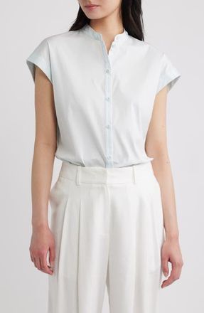 Theory Good Sleeveless Button-Up Shirt in Pale Blue - G48 at Nordstrom, Size X-Large