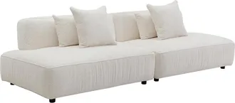 Vente-Unique Divano 5 Posti Aperto Modulabile In Tessuto Bouclette Bianco Avorio - Lelaco