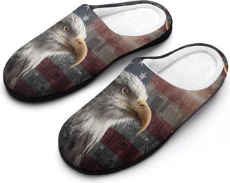 Generic Vintage New York City U.S. Flag Funny Mens Cotton Slippers Soft Non-Slip Rubber Sole House Slipper Indoor Outdoor