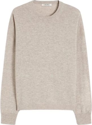 Max Mara Jersey boxy van wol en kasjmier - Dames - Ronde hals truien - Beige - M - Wol - Truien & Vesten