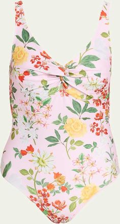 Verandah Twisted Drape Floral One-Piece Swimsuit