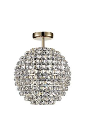 Netlighting Nord 4 Light Semi Flush Crystal Gold Ceiling Light
