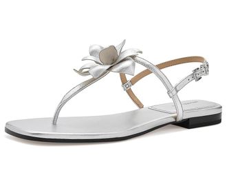 Michael Kors Jacie Thong Sandals Womens Sandals Silver : 6.5 M, Leather