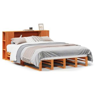 Berkfield Home Bookcase Bed without Mattress Wax Brown 135x190 cm Double Solid Wood