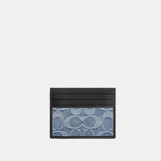 Coach Mens Slim Id Card Case In Loved Signature Denim - Dark Blue - One Size