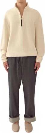 Commas Textured Cotton Pullover In Cream