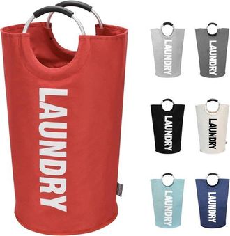 OEM Cesto De Ropa Grande, Bolsa De Lavander&iacute;a Plegable Con Asa, Capacidad De 90 Litros, Color Blanco Roto, 79 Cm X 38 Cm