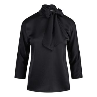 Jucca Stretch Zijde Satijn Strik Blouse - Dames - Blouses & Shirts - Zwart - Maat: L Zijde