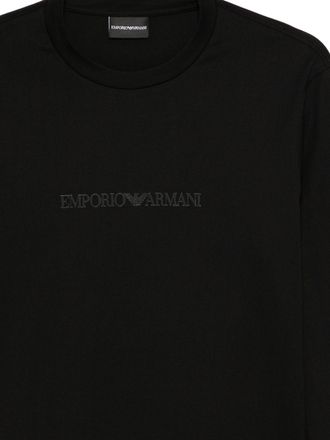 Emporio Armani Logo-Embroidered Cotton T-shirt - Black