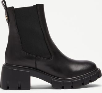 Russell & Bromley CITY LOW Womens Black Leather Cleated Heel Chelsea Boot