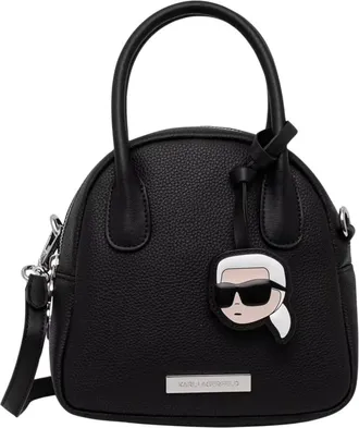 Karl Lagerfeld Tassen, Dames, Zwart, ONE Size, Polyester, Ikon Crossbody Bag