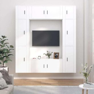 vidaXL Vidaxl - Set De Muebles Para Tv 8 Piezas Madera Contrachapada Blanco