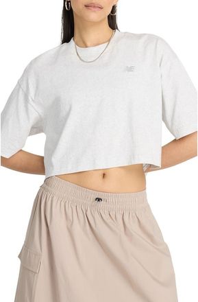 New Balance Oversize Crop Cotton Jersey T-Shirt in Ash Heather at Nordstrom, Size X-Large