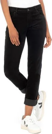 Kut from the Kloth Catherine Stretch Cotton Corduroy Boyfriend Pants in Black Jm at Nordstrom Rack, Size 12