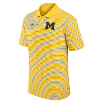 Nike Jordan Michigan Wolverines Primetime Victory Striped Nike Mens Dri-FIT College Polo in Yellow | CLF24PO0JLXQX7-MIC