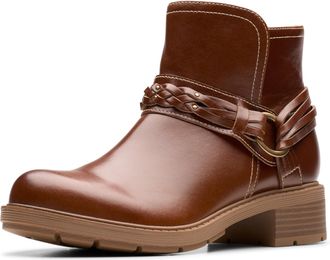 Clarks Womens Hearth Kaylie Ankle Boot, Tan Leather, 8.5 UK