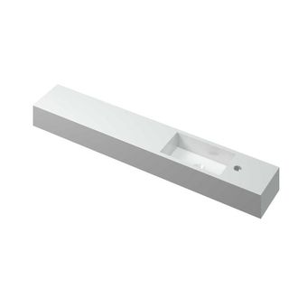 Bernacchini Nice Time Fonteinplateau - 120x20x10cm - wasbak rechts - 1 kraangat - rechthoekige kom - polystone wit glans