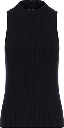 Rick Owens Ribbed Knit Crew Neck Mouwloze Top - Dames - Tops zonder mouwen - Zwart - M - Polyester - Tops