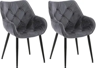 Clp Clp - Set De 2 Sillas De Comedor Tanna En Terciopelo Gris Oscuro