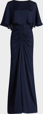 Amsale Capelet Ruched Gown