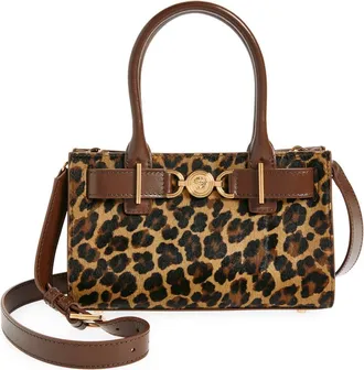 Versace Small Medusa 95 Leopard Print Genuine Calf Hair Tote in Brown Moka-Versace Gold at Nordstrom