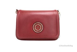 Marc Jacobs Marc Jacobs Medium Metal Signet Syrah Smooth Leather Flap Crossbody Purse Womens Bag