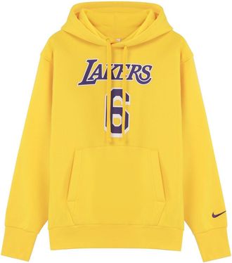 Nike Mens Nike Los Angeles Lakers Lebron James No. 6 Solid Color Alphabet Printing Pullover Fleece Lined Yellow DB1182-728