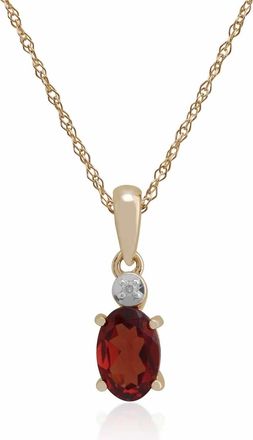 Gemondo Classic Oval Garnet & Diamond Pendant in 9ct Yellow Gold