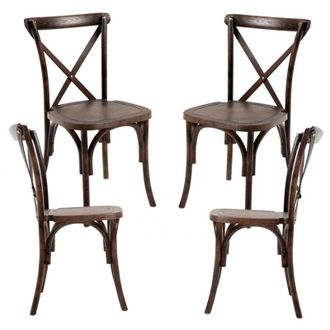 Regalos Miguel Sillas Comedor - Pack 4 Sillas Altea Polipropileno Efecto Madera - Roble Oscuro