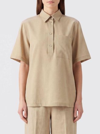 Toteme Relaxed Fit Polo in Wool and Viscose Blend with Dropped Shoulders