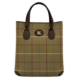 Burberry Pre-owned Tote Bags, female, Brown, Size: ONE SIZE Pre-owned Leather Canvas Tote Bag