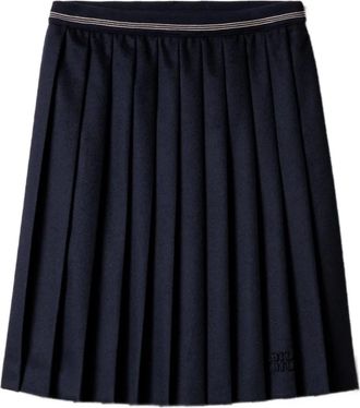 Miu Miu Minigonna plissettata con ricamo - Blu
