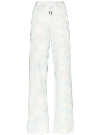 Off-white cloud print track pants - women - Cotton/Cotton - L - Blue
