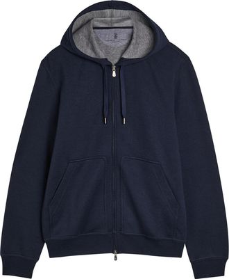 Brunello Cucinelli Hooded Cotton-blend Sweatshirt - Navy - XL