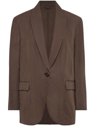 Brunello Cucinelli Katoenen blazer met enkele rij knopen - Bruin