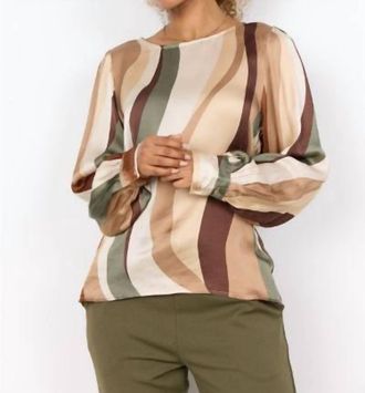 soya concept Long Sleeve Ines 1 Blouse In Olive Combi