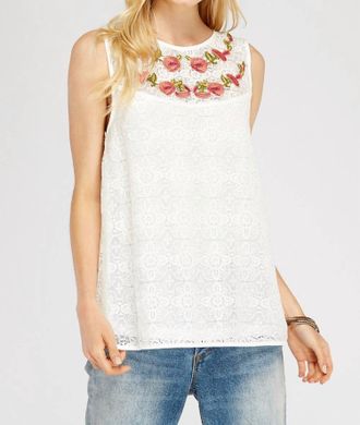 Entro Floral Embroidered Lace Top In Off-White