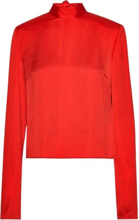 Rotate Satijnen Top met Gedrapeerde Rug - Dames - Blouses - Rood - L - Satijn - Overhemden