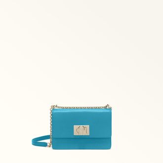 Furla 1927 Crossbody Mini Turchese A Blue Textured Leather Woman