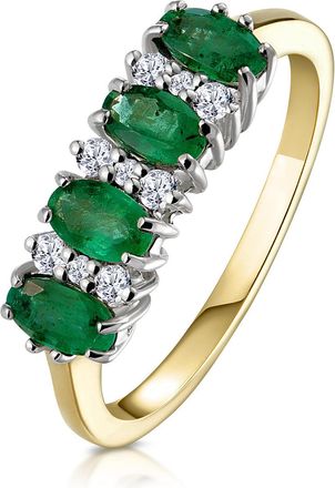 The Diamond Store Emerald 0.94ct And Diamond 9K Gold Ring