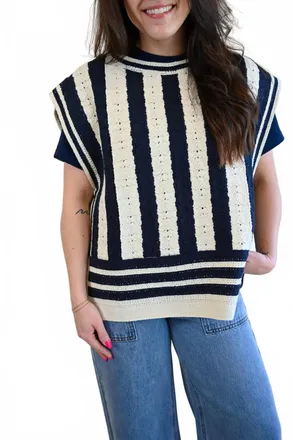 FRNCH Moss Street Stripe Side Tie Top In Blue
