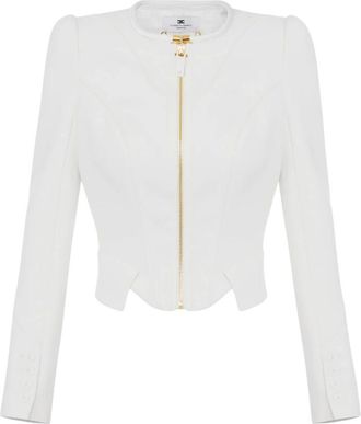 Elisabetta Franchi Giacca in doppio cr&ecirc;pe e raso - - Jackets - Donna - Bianco - L