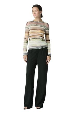 Missoni Striped Flame Viscose Crewneck Sweater in Green& Brown at Nordstrom, Size 40 It