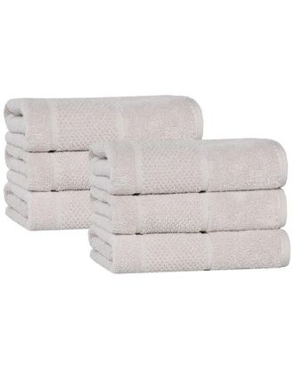 Superior Set of 6 Mile Smart Twist Cotton Medium Weight Solid Hand Towels