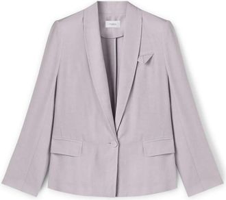 Motivi Enkelrijig jasje van linnenmix met lyocell - Dames - Blazers - Paars - 2XL - Linnen - Jassen